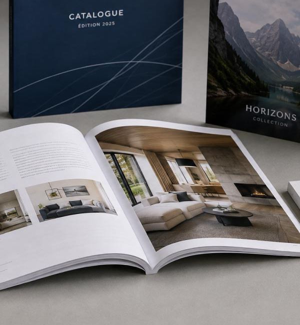 Reliure dos carré-collé PUR catalogues imprimerie Lille