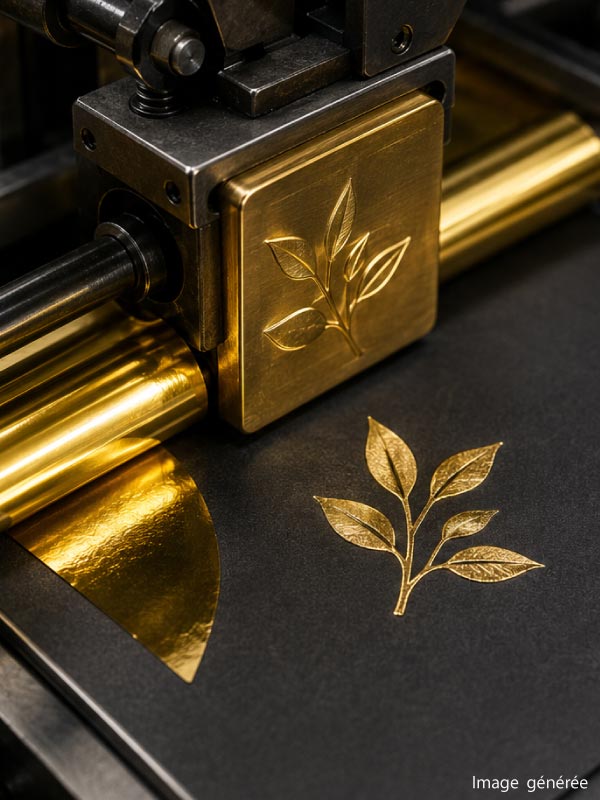 Principe du marquage à chaud hot stamping imprimerie - Blas-Desmoutiez Lille
